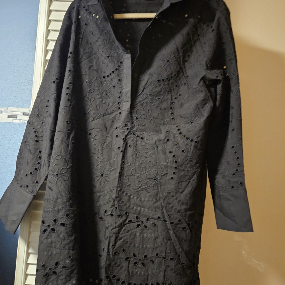 H&M Black Eyelet Midi Dress